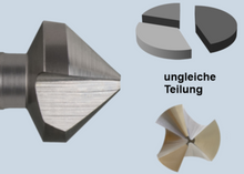 Lade das Bild in den Galerie-Viewer, Präzisions - Kegelsenker HSS-Co5 DIN 335 C 90° mit ungleicher Teilung (ab Ø10,4 3-Flächenanschliff)