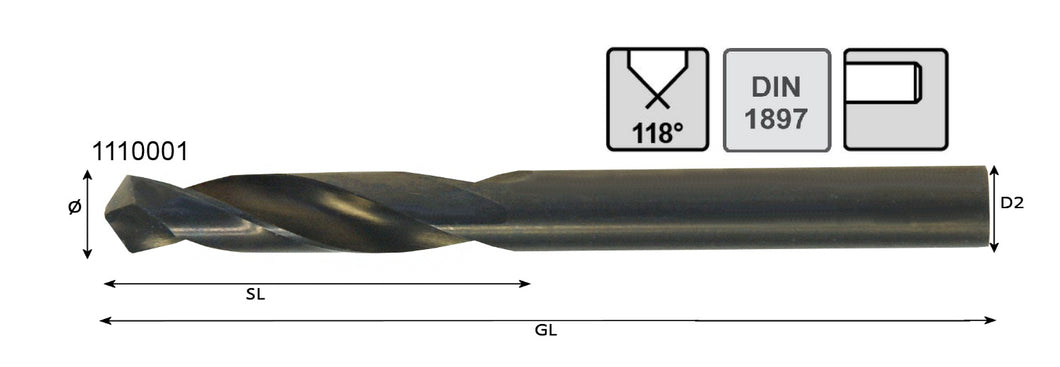 Automaten-Bohrer DIN 1897 (Ø1-10,8) HSS Typ N