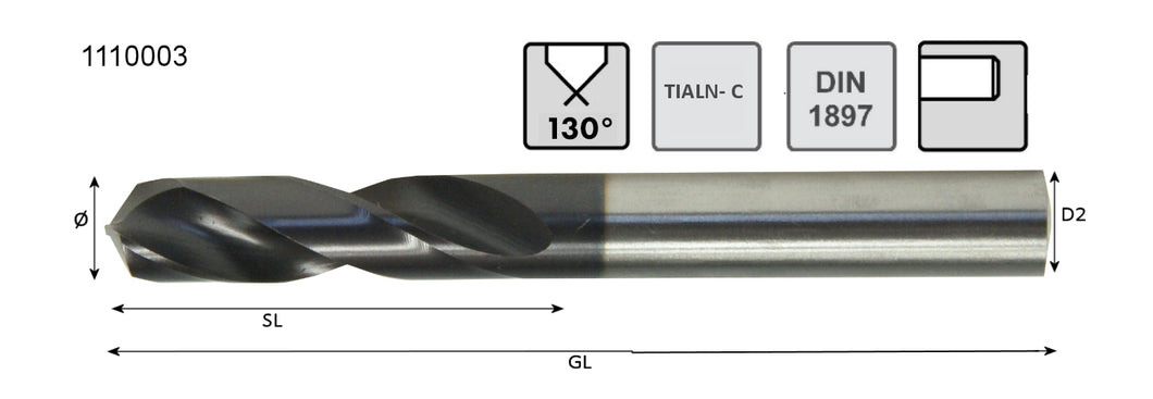 Automaten-Bohrer DIN 1897 (Ø1-16) HSS-CO TIALN-C beschichtet