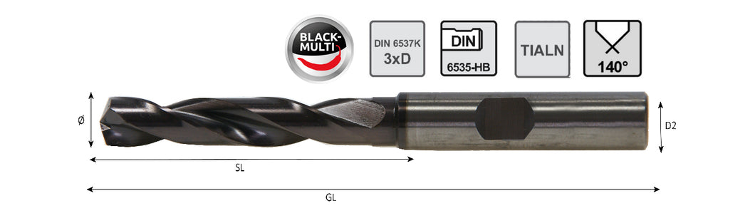 VHM Bohrer DIN6537 3xD ohne IK (3mm - 13,8 mm)